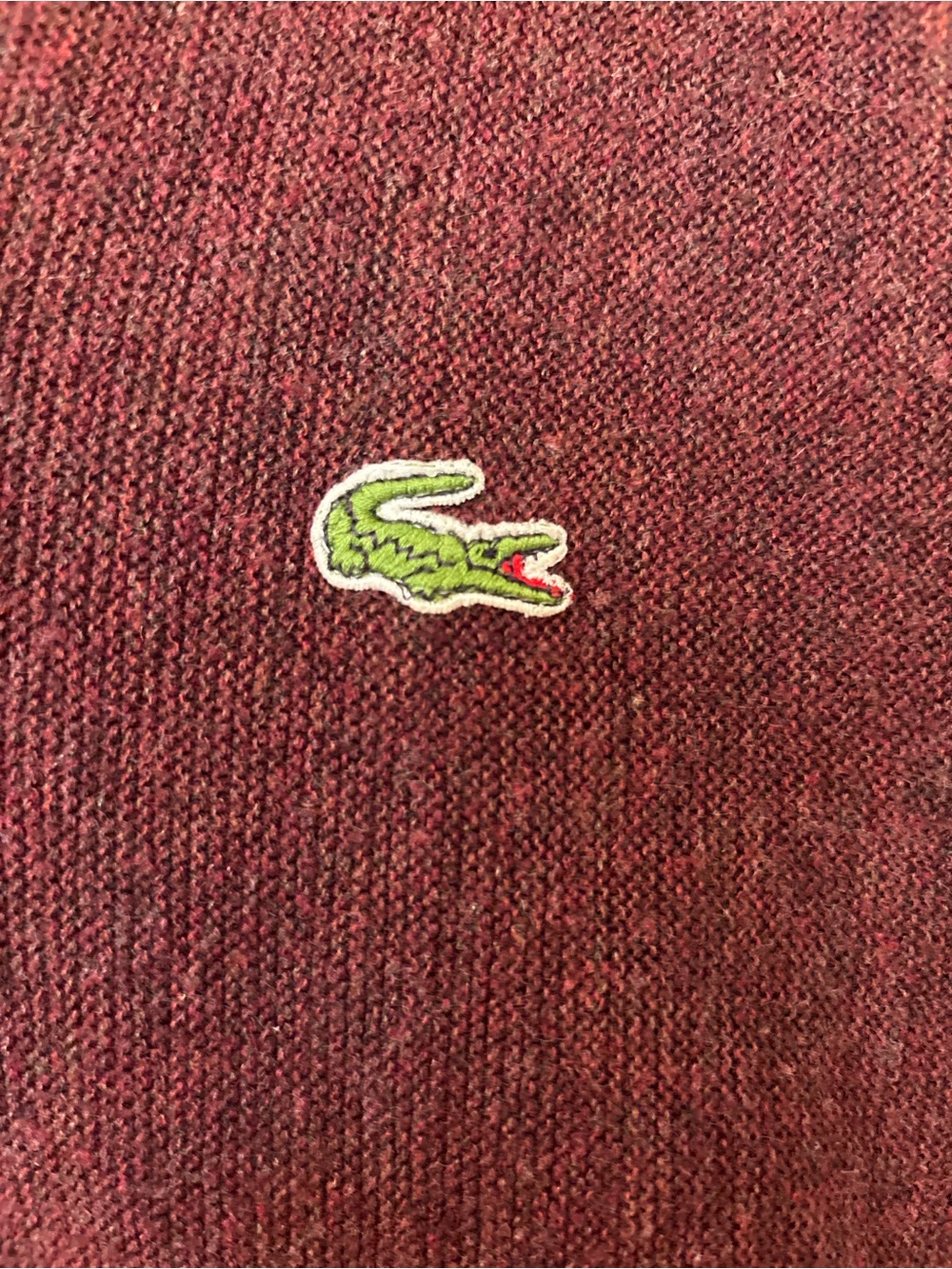 Vintage Izod Lacoste V-neck Sweater XL Burgundy Heather 100% Orlon Acrylic - Picture 3 of 5